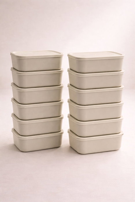 Hermia Set de 12 Cajas de Almacenamiento Crema